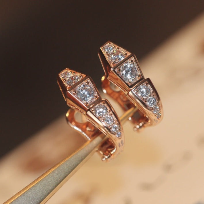 [vivabelle]SERPENT PINK GOLD DIAMOND EARRINGS