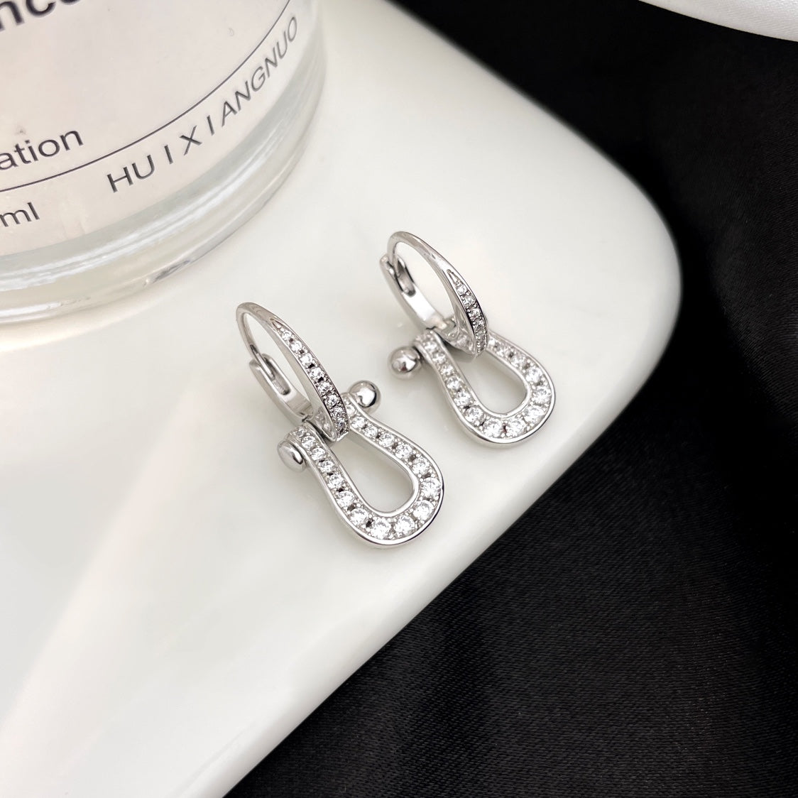 [vivabelle]FORCE 10 FULL DIAMOND DROP EARRINGS MEDIUM MODEL