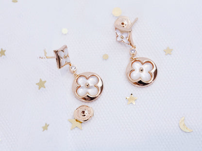 [vivabelle]STAR AND SUN PINK GOLD MOP DROP EARRINGS