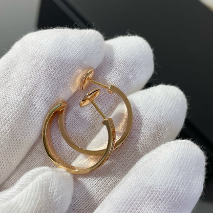 [vivabelle]LOVE DIAMOND PINK GOLD HOOP EARRINGS