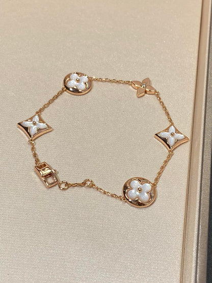 [vivabelle]STAR AND SUN 5 MOTIF MOP PINK GOLD BRACELET