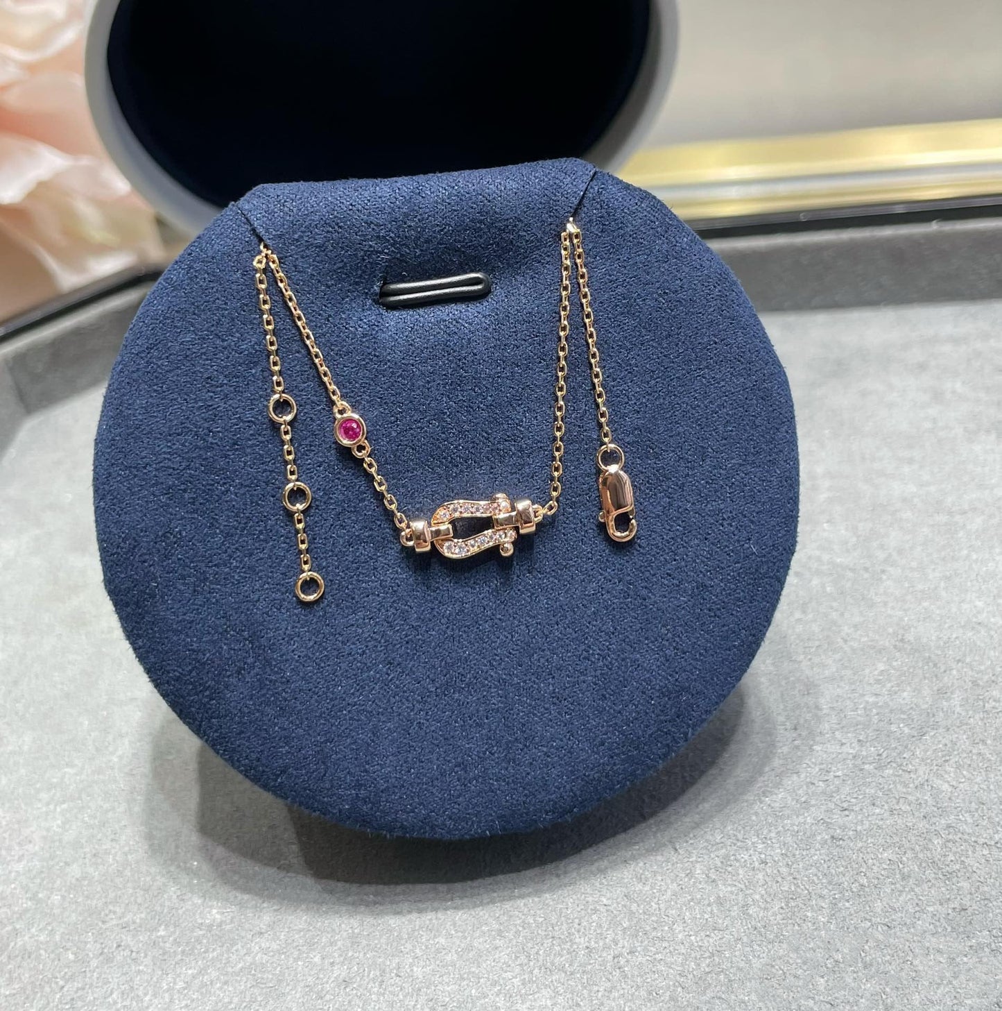 [vivabelle]FORCE 10 DIAMOND CHAIN LINK PINK GOLD BRACELET