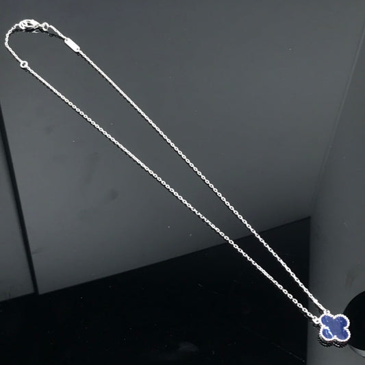 [vivabelle]CLOVER PIETERSITE SILVER LONG NECKLACE