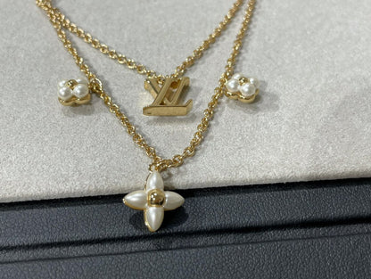 [vivabelle]FLOWERGRAM GOLD MOP DOUBLE ROW NECKLACE