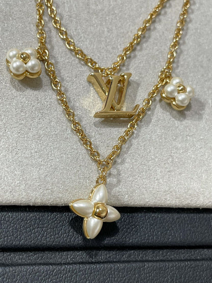 [vivabelle]FLOWERGRAM GOLD MOP DOUBLE ROW NECKLACE