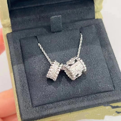 [vivabelle]PERLEE DOUBLE PENDANT SILVER DIAMOND NECKLACE