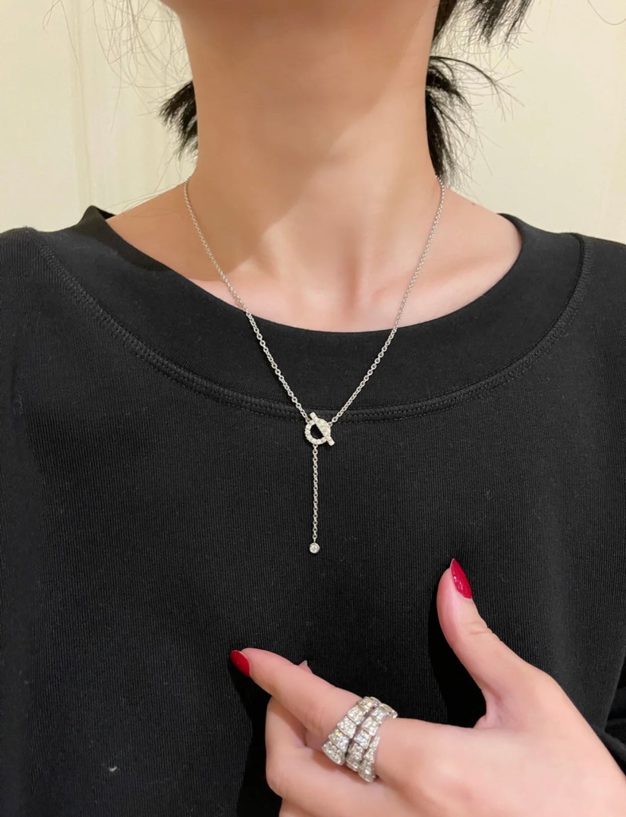 [vivabelle]FINESSE SILVER DIAMOND NECKLACE