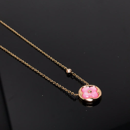[vivabelle]COLOR BLOSSOM PINK MOP SUN GOLD NECKLACE