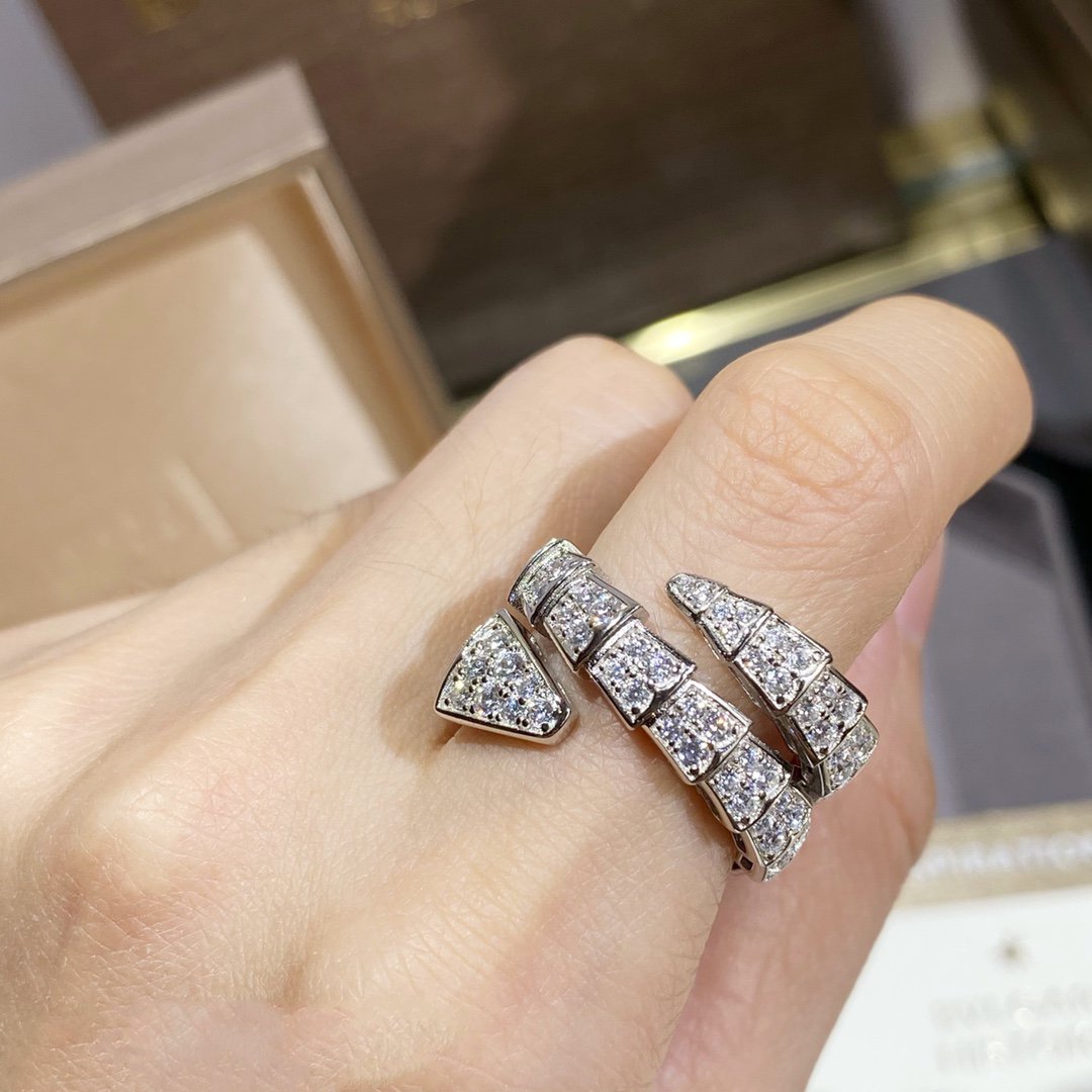 [vivabelle]SERPENTI DOUBLE RING SILVER DIAMOND PAVED