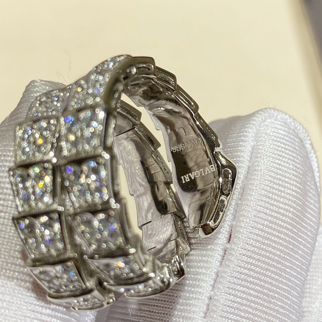 [vivabelle]SERPENTI DOUBLE RING SILVER DIAMOND PAVED