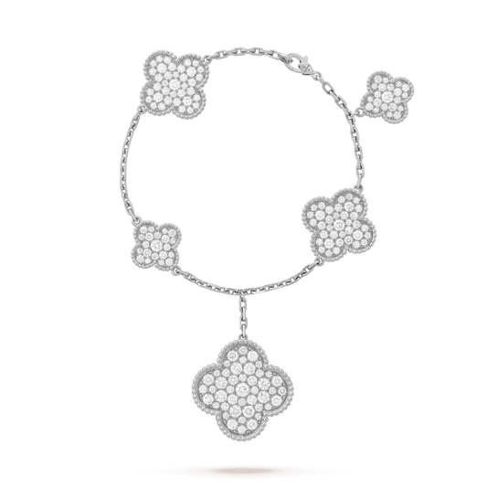 [vivabelle]CLOVER 6 MOTIFS SILVER DIAMOND BRACELET