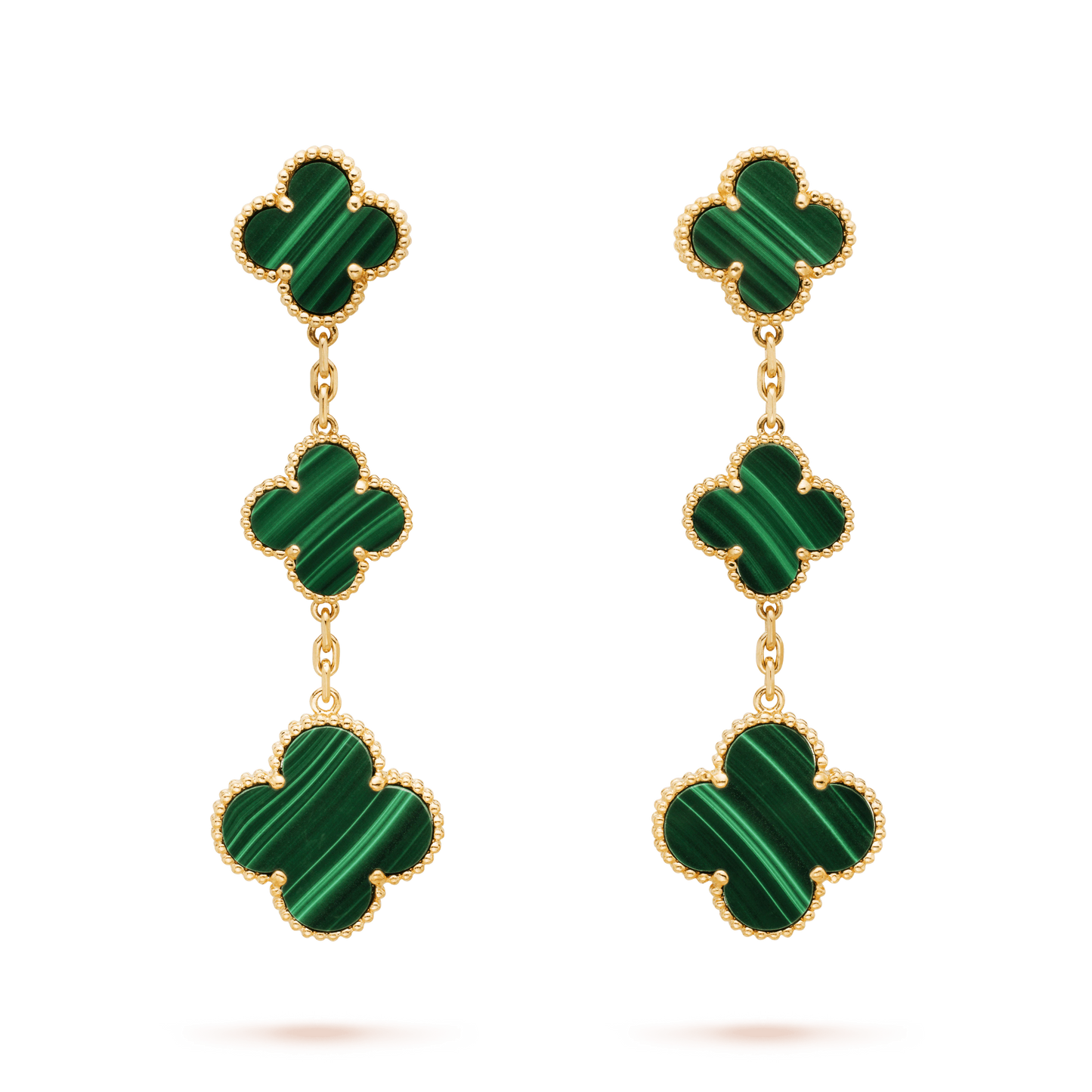 [vivabelle]CLOVER MALACHITE 3 MOTIFS GOLD
