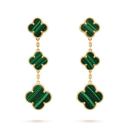 [vivabelle]CLOVER MALACHITE 3 MOTIFS GOLD