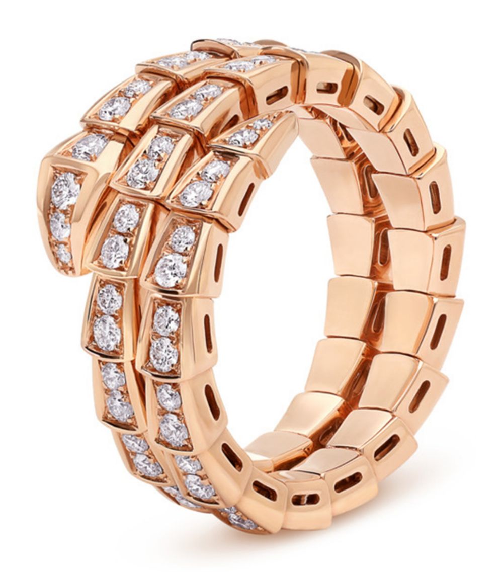[vivabelle]SERPENTI RING PINK GOLD DIAMOND DOUBLE ROW