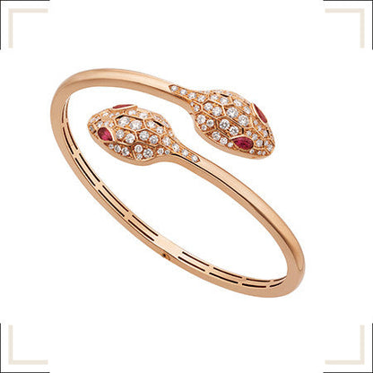 [vivabelle]SERPENTI BRACELET PINK GOLD DIAMOND DOUBLE SNAKE