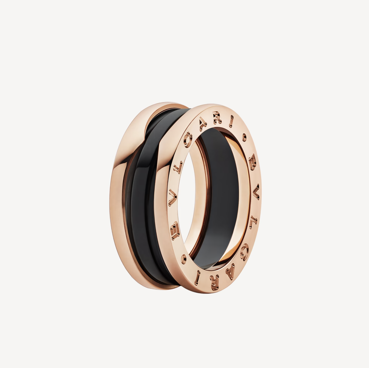 [vivabelle]ZERO 1 TWO-BAND LOOPS AND BLACK CERAMIC PINK GOLD RING