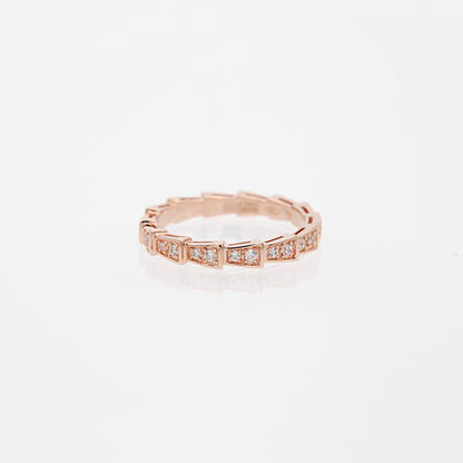 [vivabelle]SERPENTI RING PINK GOLD DIAMOND PAVED 3MM
