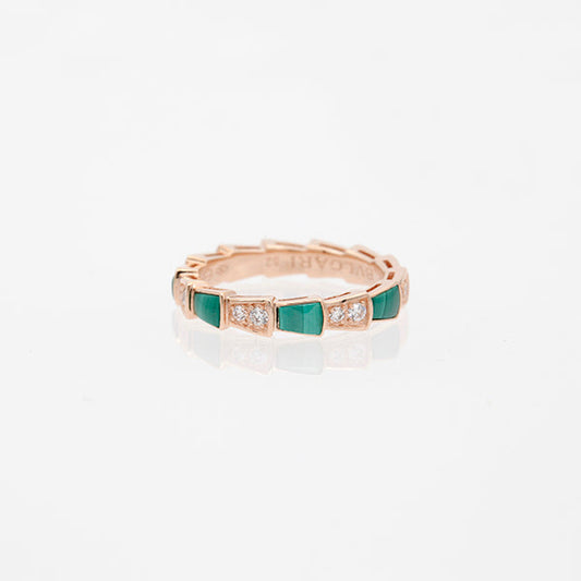 [vivabelle]SERPENTI RING PINK GOLD MALACHITE DIAMOND 3MM