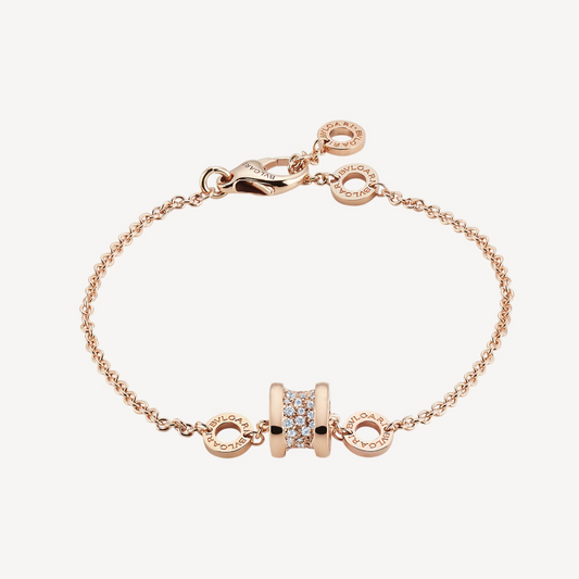 [vivabelle]ZERO 1 SOFT PINK GOLD WITH PAVED DIAMONDS ON THE SPIRAL BRACELET