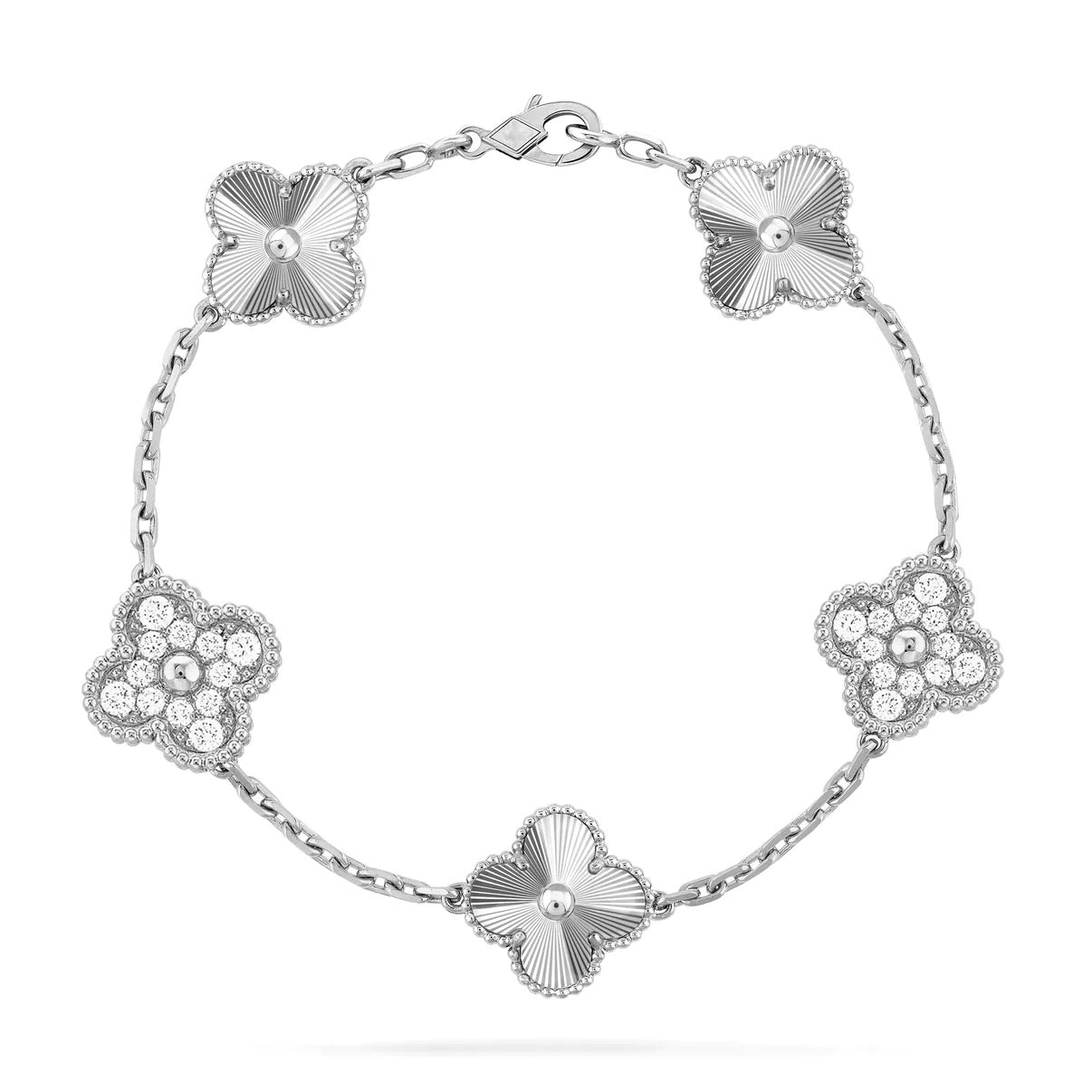 [vivabelle]CLOVER 5 MOTIF SILVER DIAMOND BRACELET