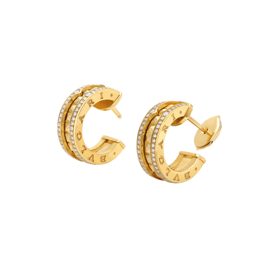 [vivabelle]ZERO 1 ROCK GOLD EARRINGS WITH STUDDED SPIRAL AND PAVED DIAMONDS