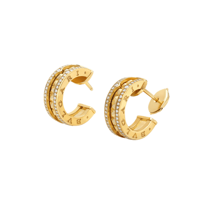 [vivabelle]ZERO 1 ROCK GOLD EARRINGS WITH STUDDED SPIRAL AND PAVED DIAMONDS