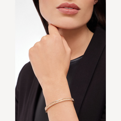 [vivabelle]ZERO 1 SPIRAL AND PAVED DIAMOND PINK GOLD BRACELET