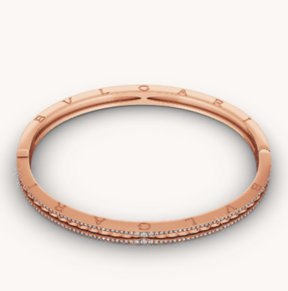 [vivabelle]ZERO 1 SPIRAL AND PAVED DIAMOND PINK GOLD BRACELET