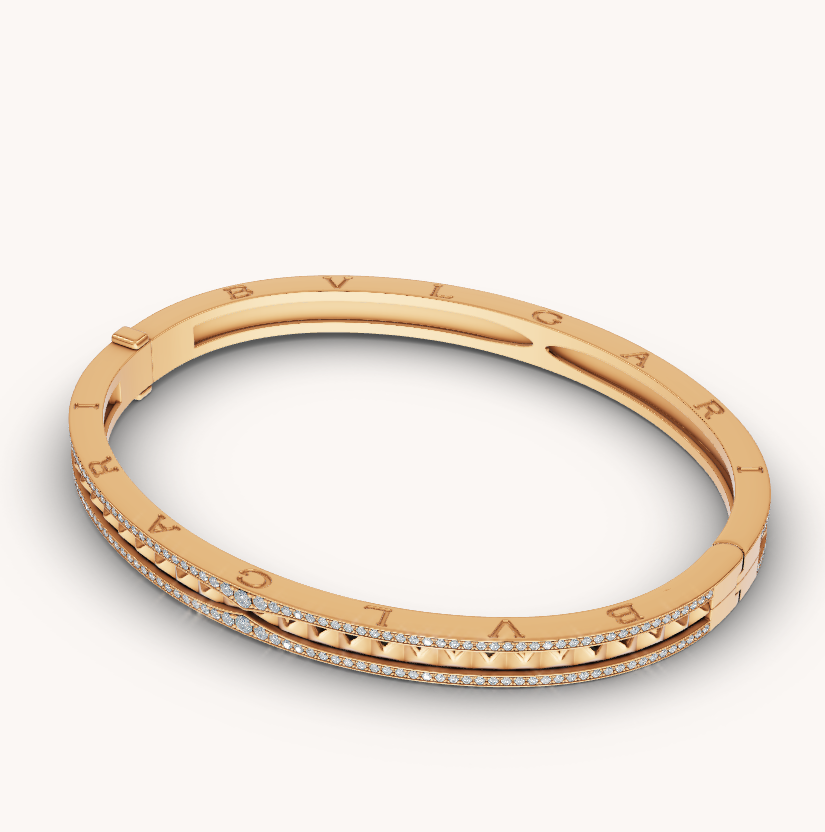 [vivabelle]ZERO 1 SPIRAL AND PAVED DIAMOND GOLD BRACELET