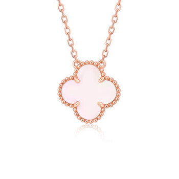 [vivabelle]CLOVER 15MM PINK MOTHER-OF-PEARL SINGLE FLOWER NECKLACE