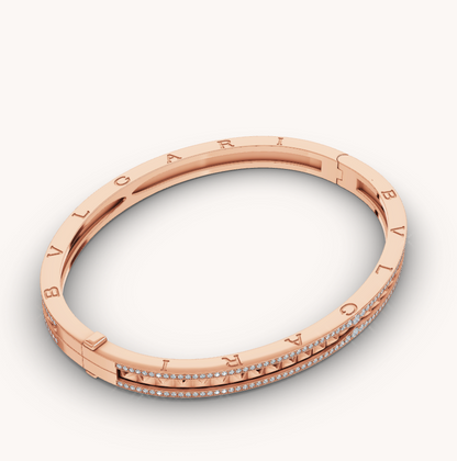 [vivabelle]ZERO 1 SPIRAL AND PAVED DIAMOND PINK GOLD BRACELET