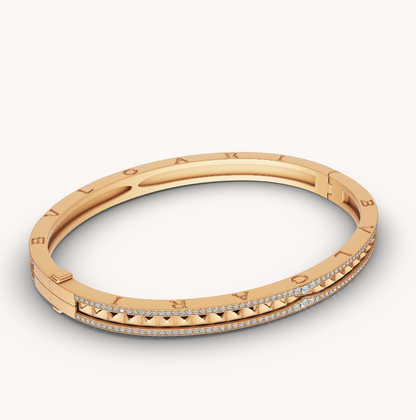 [vivabelle]ZERO 1 SPIRAL AND PAVED DIAMOND GOLD BRACELET