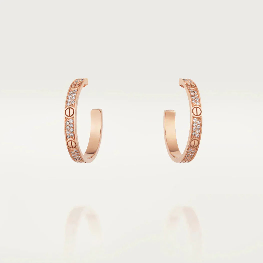 [vivabelle]LOVE DIAMOND PINK GOLD HOOP EARRINGS