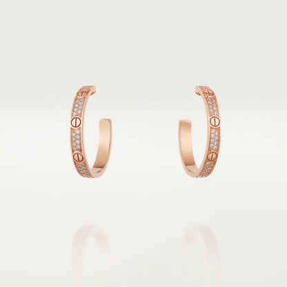 [vivabelle]LOVE DIAMOND PINK GOLD HOOP EARRINGS
