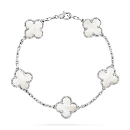 [vivabelle]CLOVER SILVER MOP 5 MOTIF BRACELET
