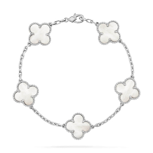 [vivabelle]CLOVER SILVER MOP 5 MOTIF BRACELET