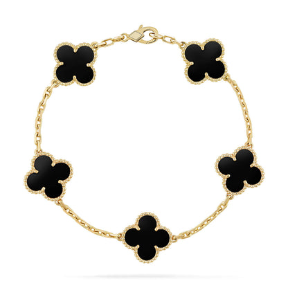 [vivabelle]CLOVER  5 MOTIFS BLACK ONYX BRACELET