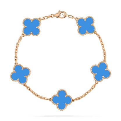 [vivabelle]CLOVER 5 MOTIFS BLUE AGATE BRACELET