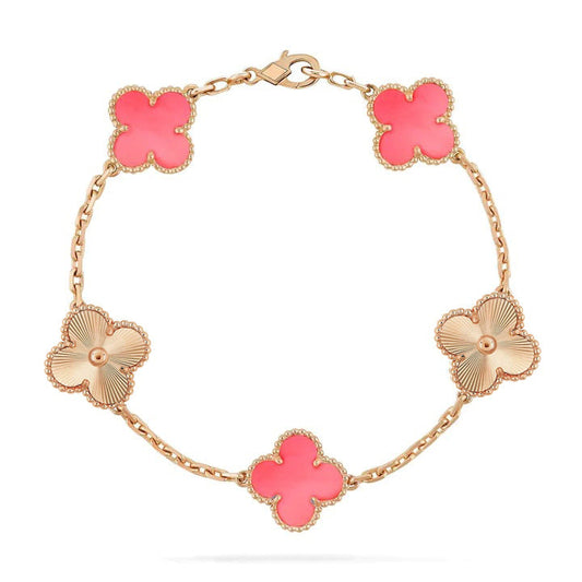 [vivabelle]CLOVER BRACELET 5 MOTIF PINK AND PINK GOLD