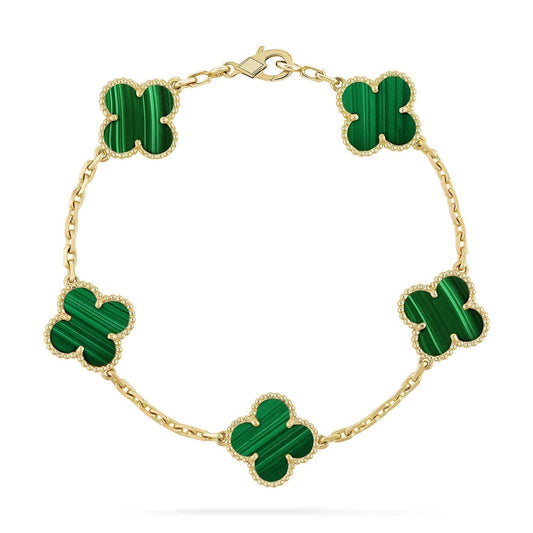 [vivabelle]CLOVER 5 MOTIFS MALACHITE BRACELET