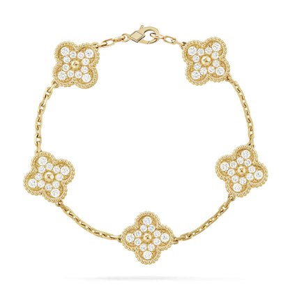 [vivabelle]CLOVER 5 MOTIFS  FULL DIAMOND BRACELET