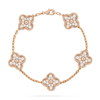 [vivabelle]CLOVER 5 MOTIFS  FULL DIAMOND BRACELET