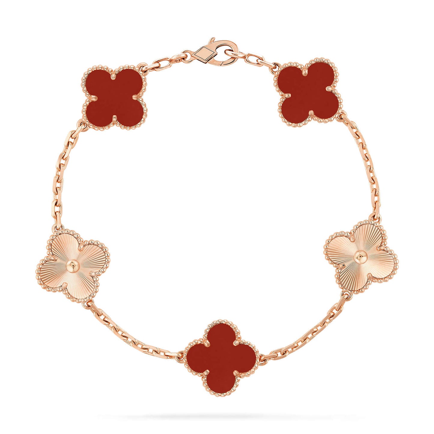 [vivabelle]CLOVER  5 MOTIFS CARNELIAN GOLD BRACELET