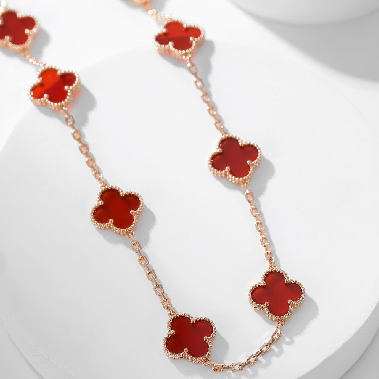 [vivabelle]CLOVER 10 MOTIFS CARNELIAN NECKLACE