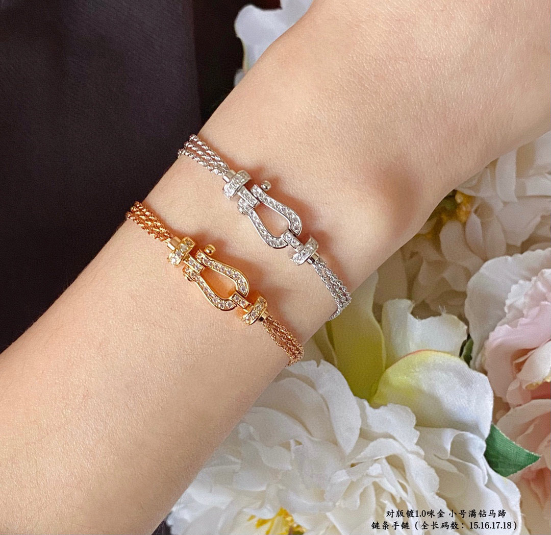 [vivabelle]FORCE SMALL HORSESHOE  DIAMOND CHAIN ROPE BRACELET