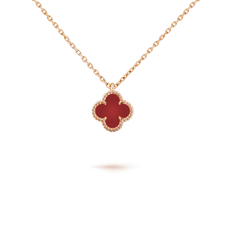 [vivabelle]CLOVER MINI 9.5MM WHITE CARNELIANS NECKLACE