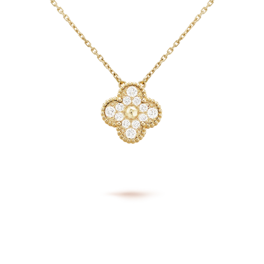 [vivabelle]CLOVER 15MM DIAMOND SINGLE FLOWER NECKLACE