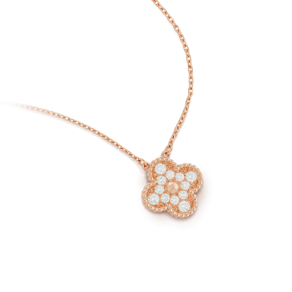 [vivabelle]CLOVER 15MM DIAMOND SINGLE FLOWER NECKLACE