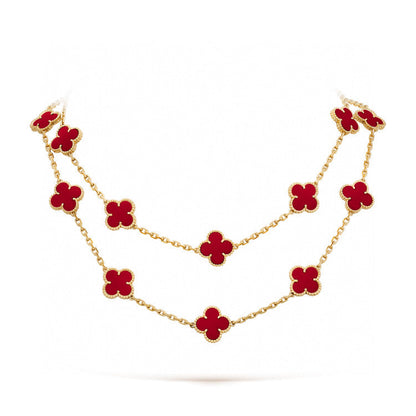 [vivabelle]CLOVER 20 MOTIFS CARNELIAN NECKLACE