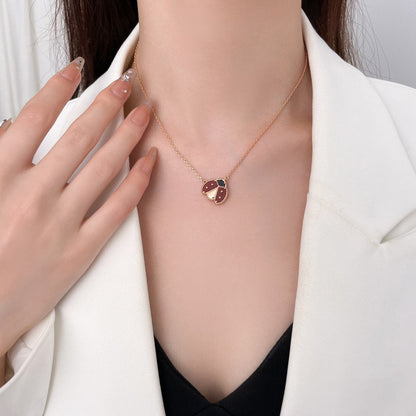 [vivabelle]LUCKY  CARNELIANS LADYBUG NECKLACE